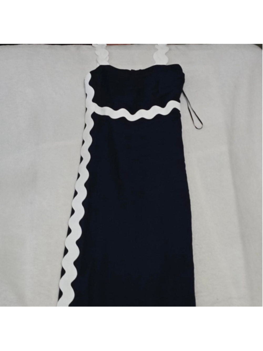 Reiss black maxi dress with white wavy trim, size 2 #reiss retails for $200